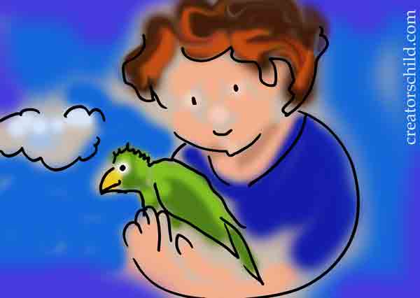 Celia healing a parrot