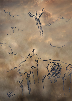 Sketches of Jesus, Ascension, by Spiritual Artist Tarun Cherian