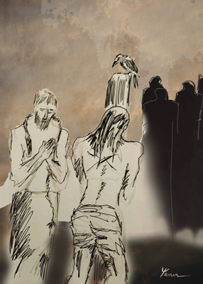 Sketches of Jesus The Torturer prays